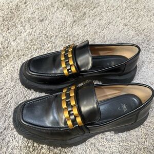 Zara Black and Gold Women’s Loafers
